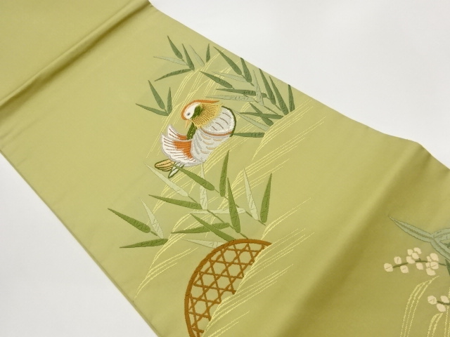 JAPANESE KIMONO / MANDARIN DUCKS / WAVE / GRASS LEAF PATTERN WOVEN HIR